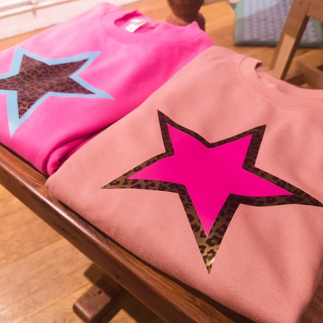 NEON STAR With LEOPARD OUTLINE SWEATSHIRT