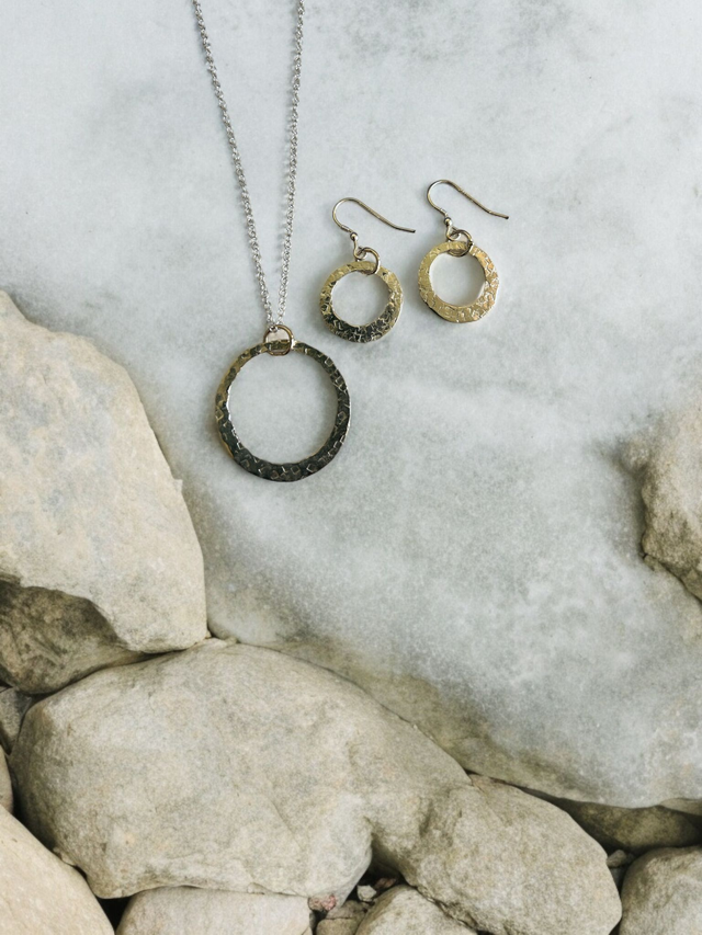 Disc Pendant and Earring Set