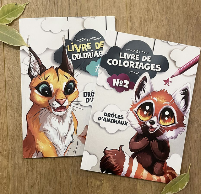 Le lot de 2 livres de coloriages "Drôles d'animaux 1" + "Drôles d'animaux 2"