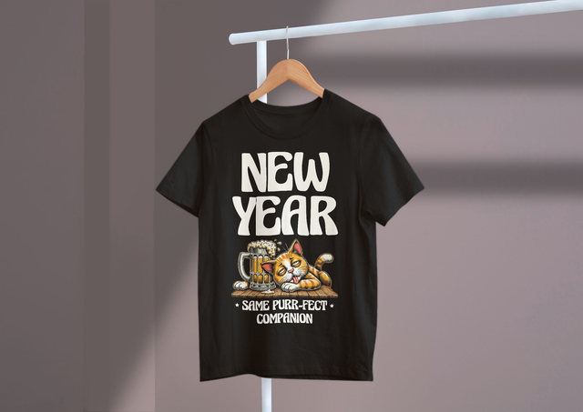 New Year Same Purr-fect Companion, Pet Love, New Year
Neues Jahr. Gleicher schnurrender Begleiter, Haustierliebe, neues Jahr
