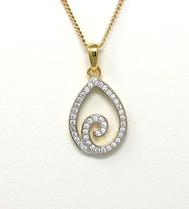 PENDENTIF GOUTTE ET ZIRCONIUM - PLAQUE OR - VENDU SANS CHAINE - LA2744111