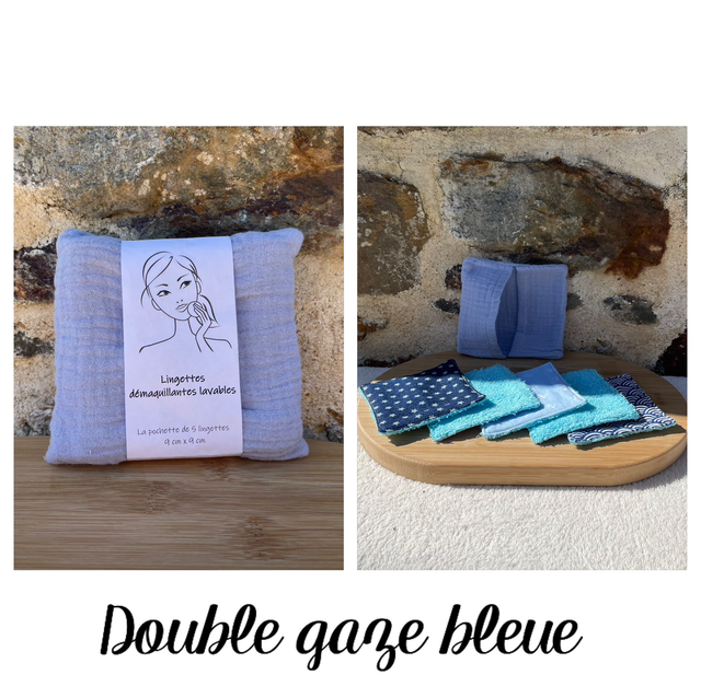 Lingettes démaquillantes lavables (bleu)