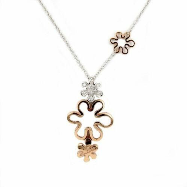 SALVINI Collana ciondolo fiori oro bianco rosa 18kt diamanti 