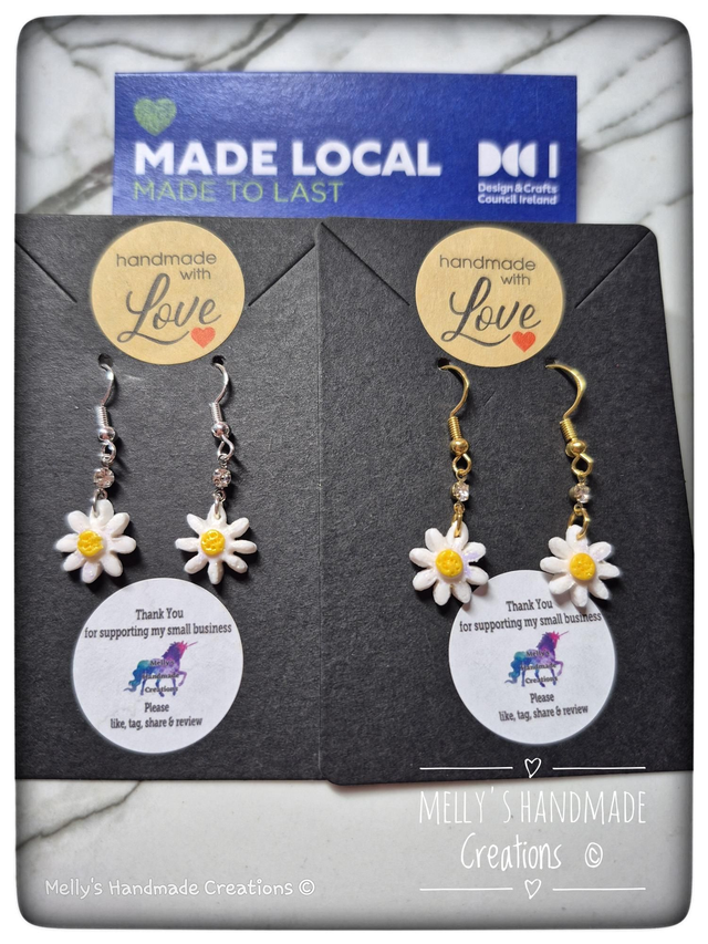 Daisy and Cubic Zirconia earrings 