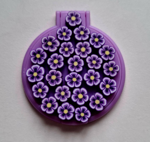 Purple Flower embellished compact mirror 