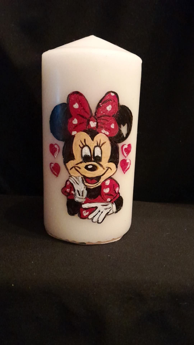 Custom Minnie Mouse Disney Character Custom Decorated &amp; Designed On A Pillar Candle PRE-ORDER