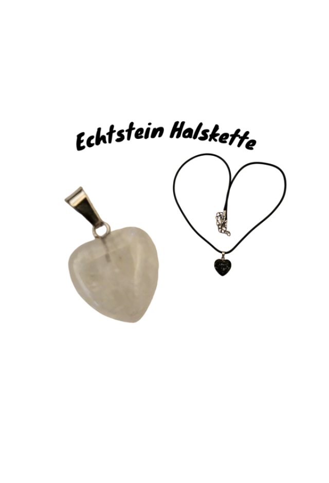 Naturstein Halskette Herz Bergkristall