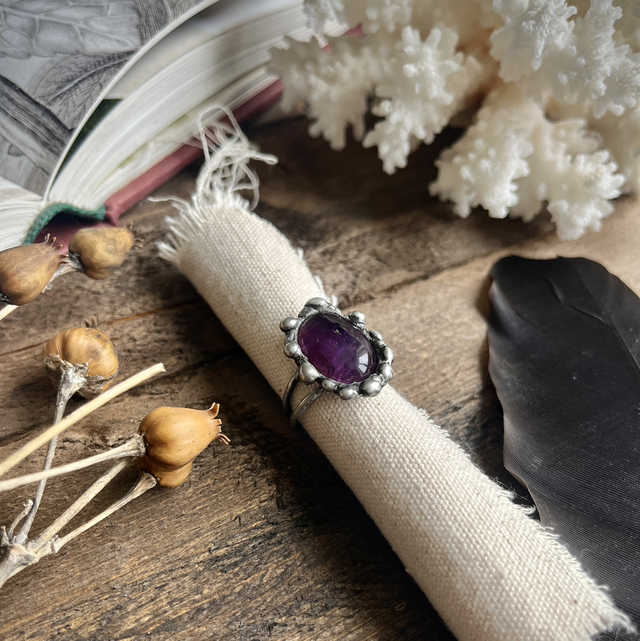 Bague organique Améthyste - imparfaite 