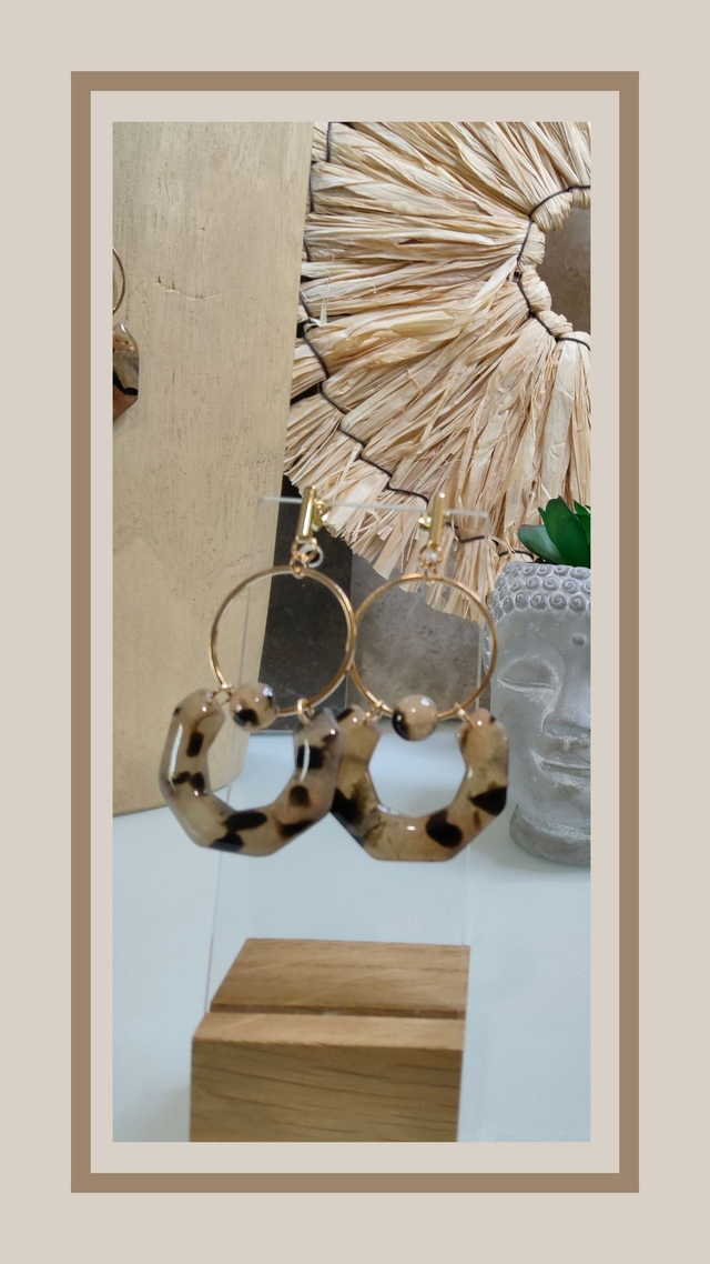 Boucles d&#039;oreilles léopard ennéagone 