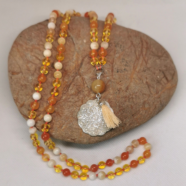 Citrin - Honig Jade - Karneol Malakette