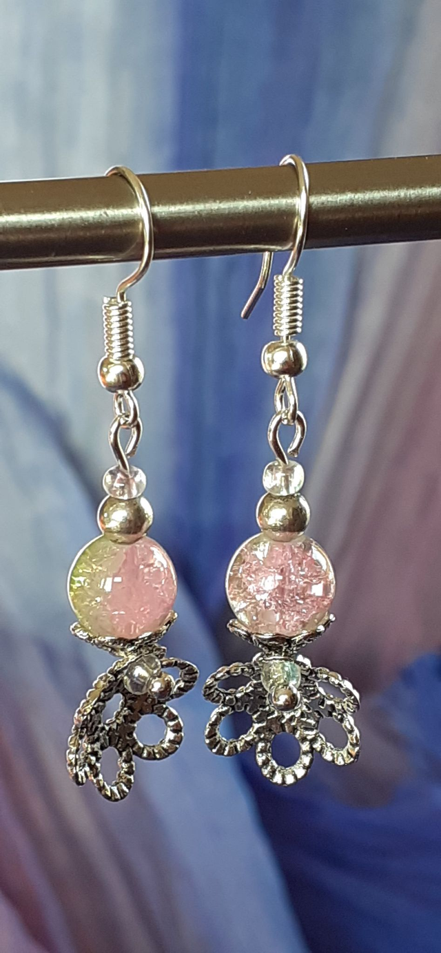 Flore Boucles d'oreilles pendantes rose