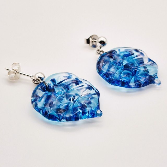 Clous Feuilles bleues et aventurine bleu brillante (D)