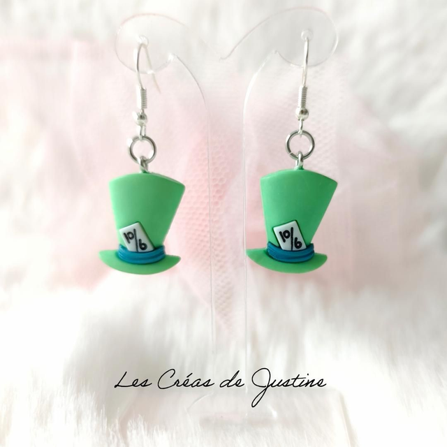 Boucles d&#039;oreilles chapeau du chapelier fou 