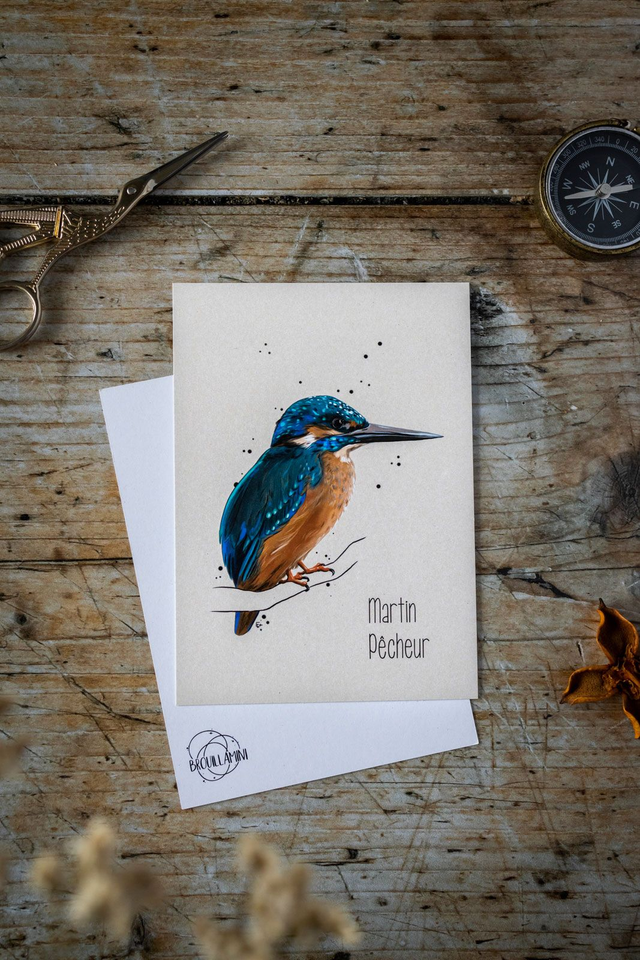 MARTIN PÊCHEUR- Carte format A6 