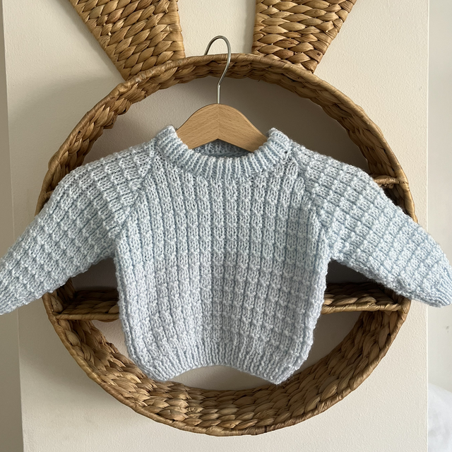 0-3 months - Baby blue crew neck jumper