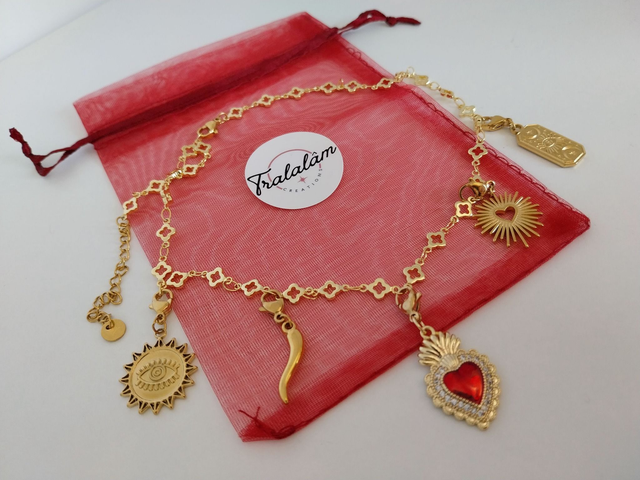  ✨Collier à breloques porte-bonheur &quot;❤️ex-voto coeur offrande&quot;✨