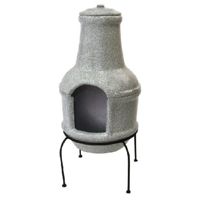 Terrassenofen, Grillfunktion, Esschert Design, 84 cm, Keramik, grau