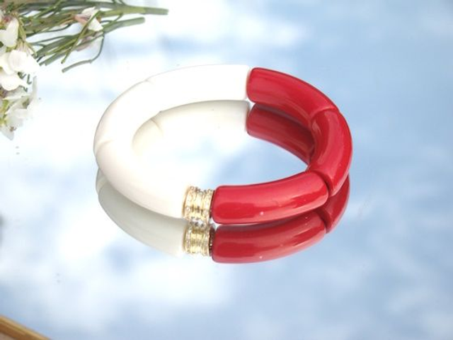 Bracelet perles tubes incurvées Chandra Rangin Bandhan