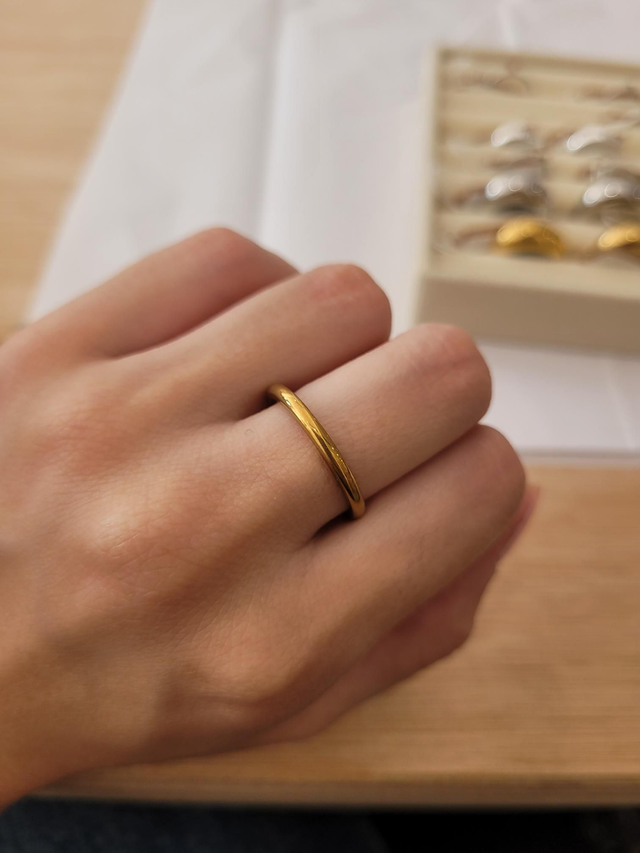 Gold stainless steel simple band ring - Size O - SL-059