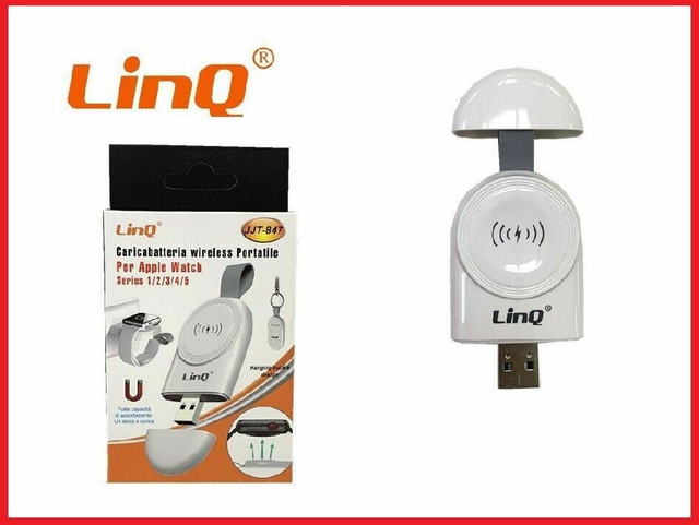 CARICABATTERIE WIRELESS PORTATILE PER APPLE WATCH 1 2 3 4 5 LINQ JJT-847