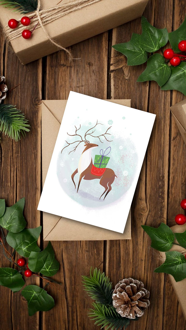 Print Petit Cerf de Noël 