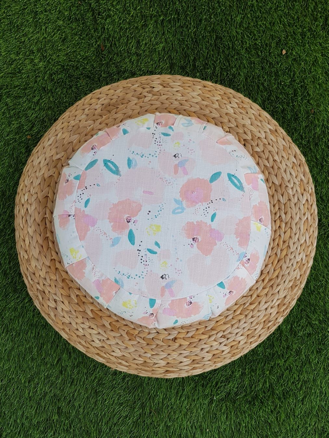 09 - Zafu Blanc à fleurs - AQUARELLA