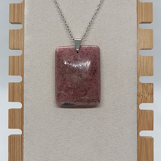 Rhodonite Marbrée / Pendentif Rectangle / Pierre Plate