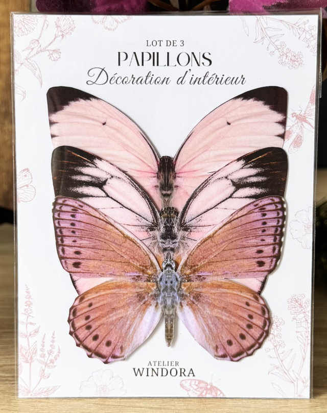 Lot de 3 Papillons Rose | Décoratifs