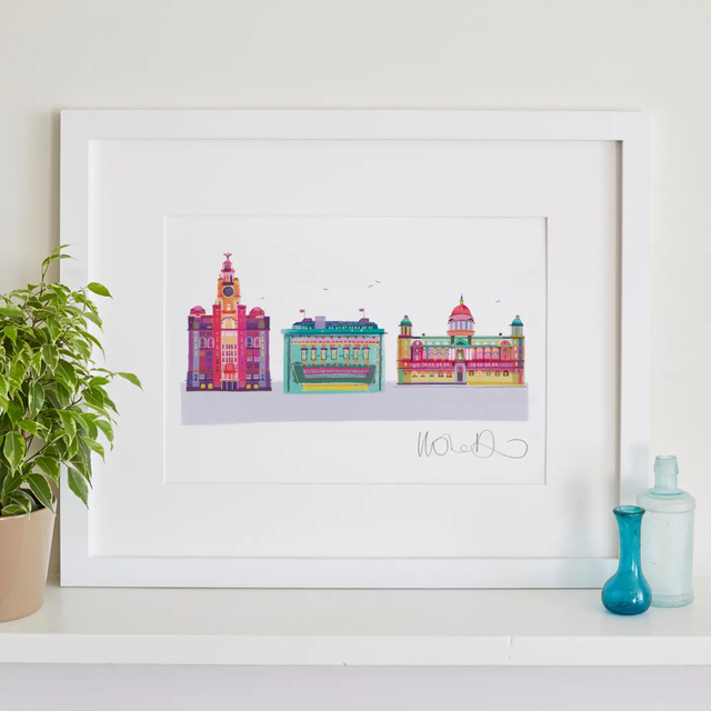 A4 Three Graces Print, Liverpool Illustration, Merseyside