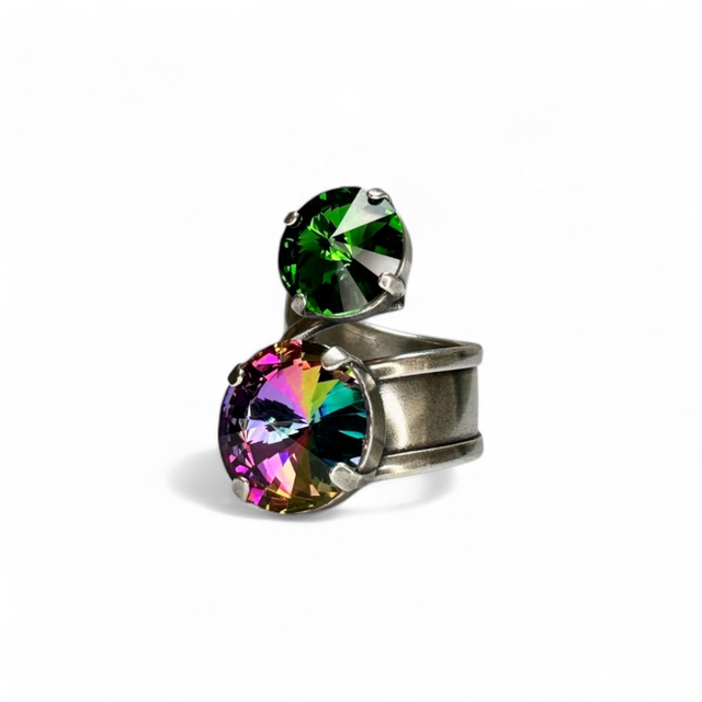 Ring DUO Moosgrün, Vitrail Medium Violet, Grün