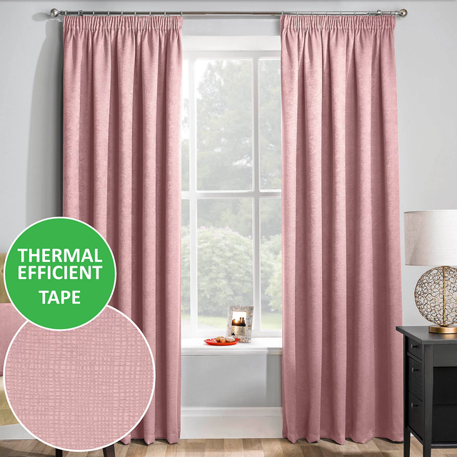 Enhanced Living Matrix Blush Thermal Room Darkening Readymade Pencil Pleat Curtains