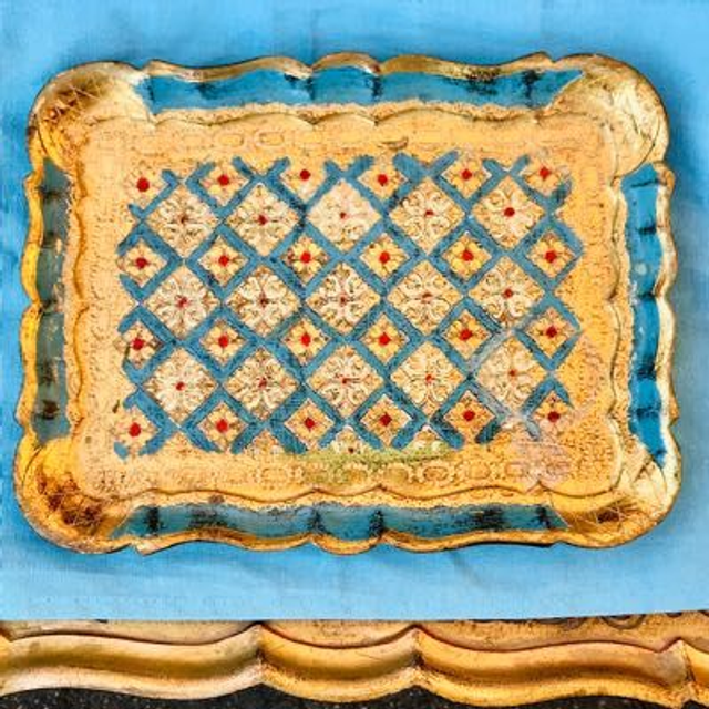 Florentiner  Holz Tablett Gold bemalt