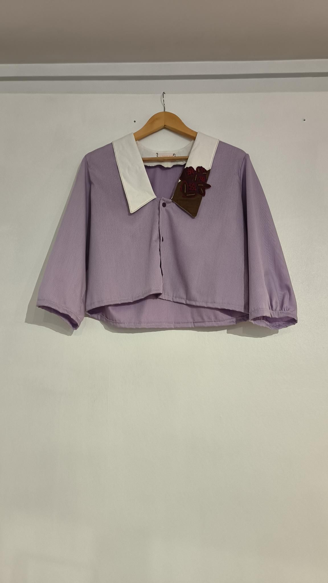 Blouse violine - Léopard rose