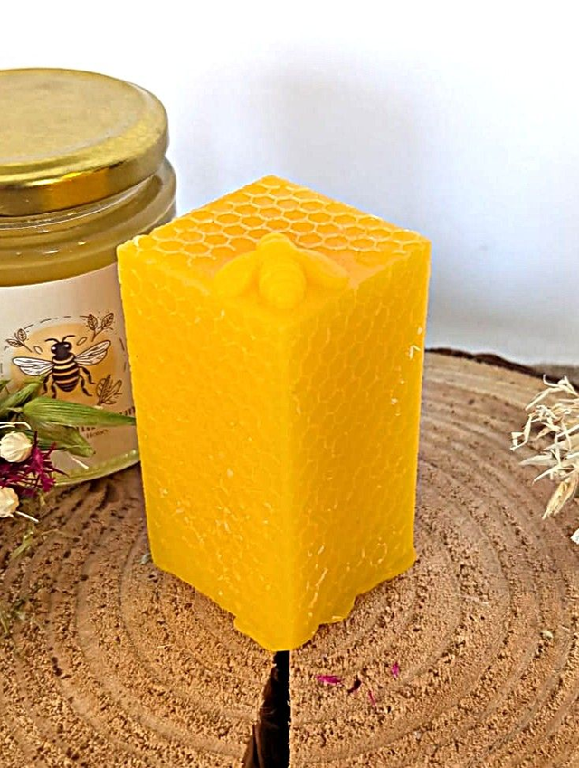 Bees Wax Candle - Square with bee. 