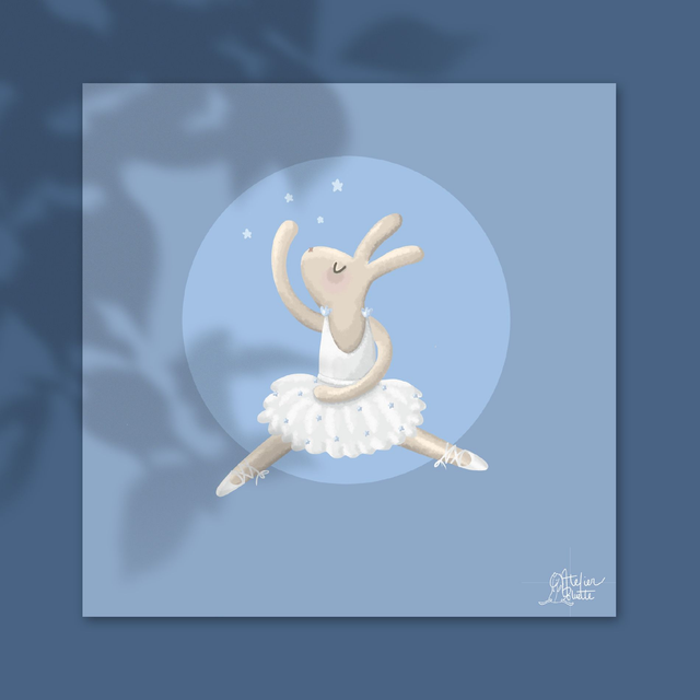 Danseuse Lapin - 20 x 20 cm