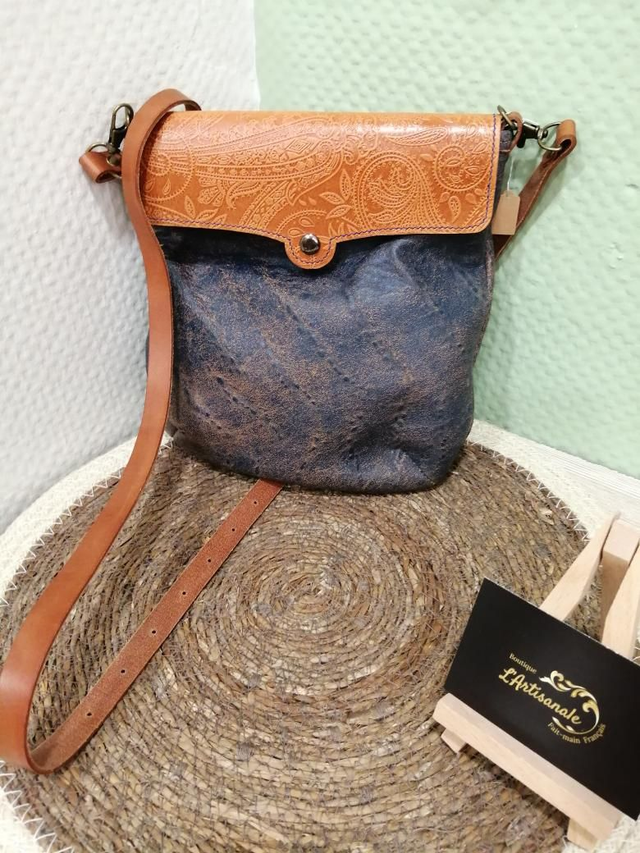 Sac Messenger bleu denim