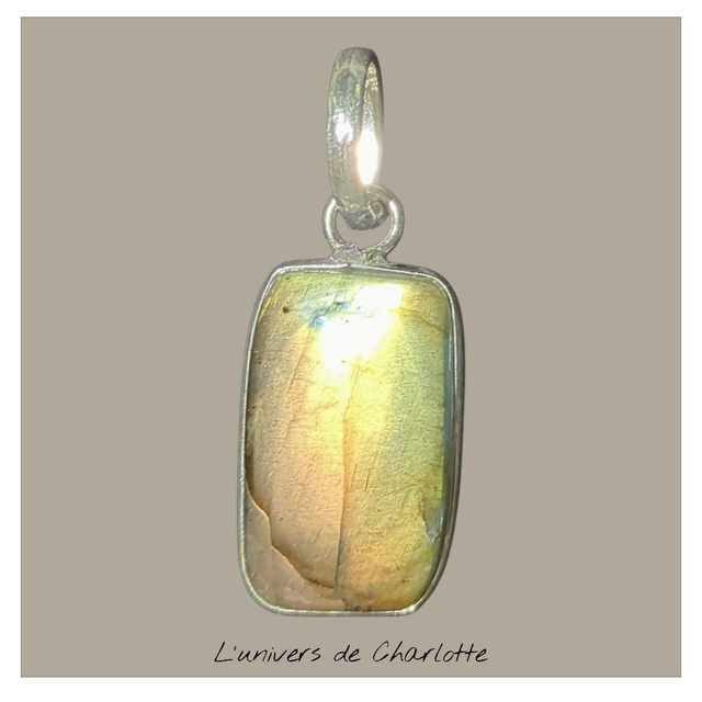 "Labradorite" - Pendentif serti sur cordon - PN-140