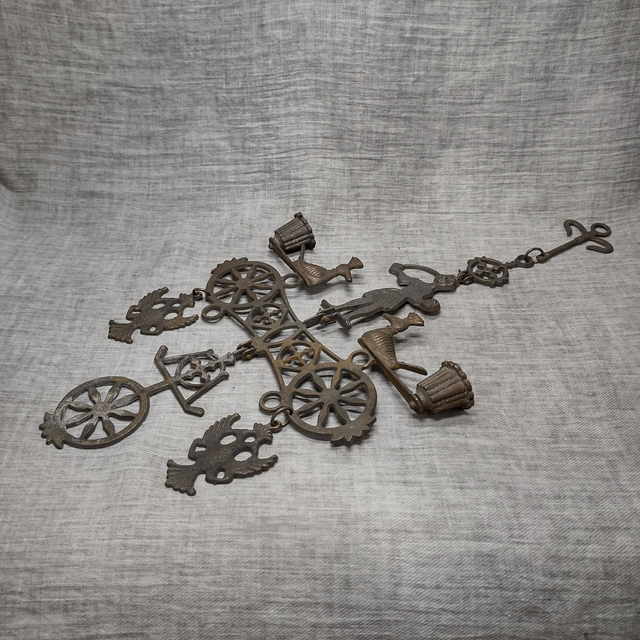 Brons gepatineerd handgemaakt &#039;Byzantijns Kruis&#039; Hanger Kandelaar (lengte 57,0 | breedte 24,0 cm) &#039;Constatijn de Grote&#039; Adelaars | Vintage