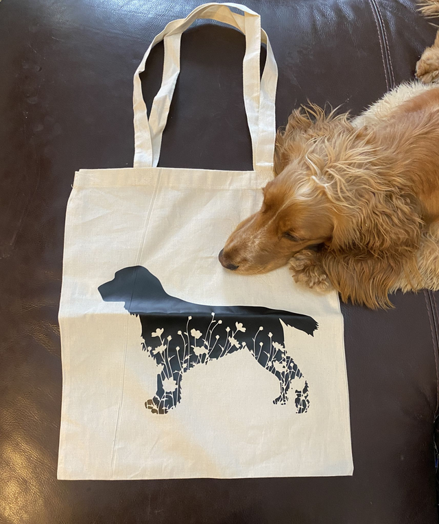 Shoulder Tote Bag - Spaniel with Flowers