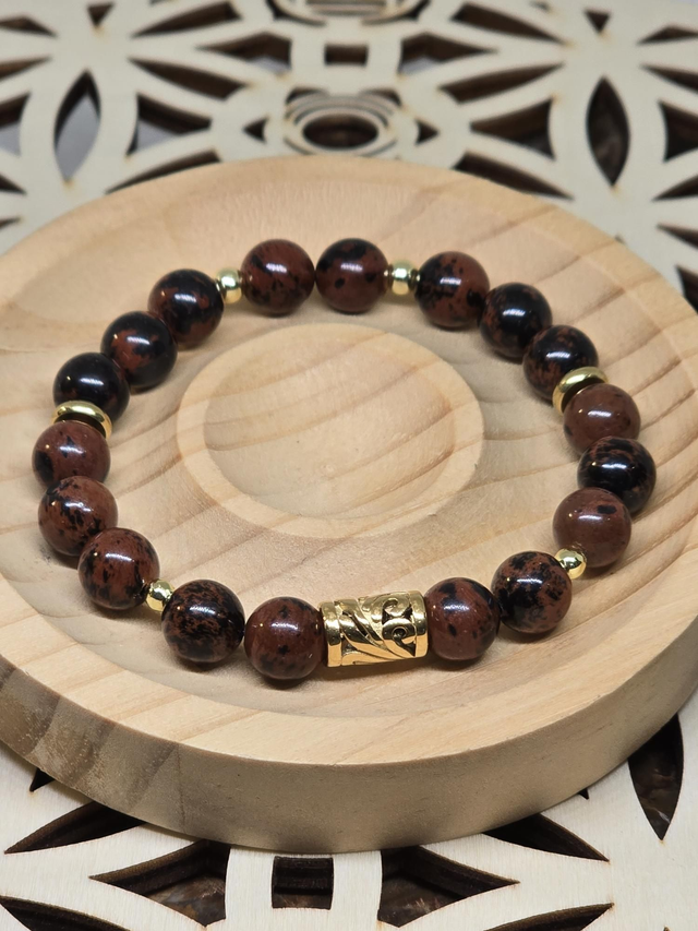 Bracelet Obsidienne acajou 0,8 cm 