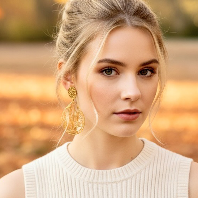 Boucles d'oreilles pendantes filigrane floral