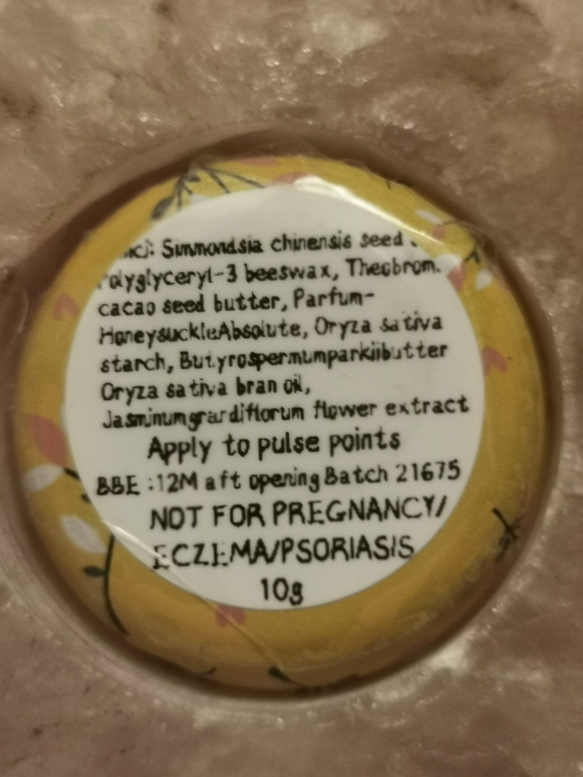 Perfume Balm "Heady Honeysuckle." 10g