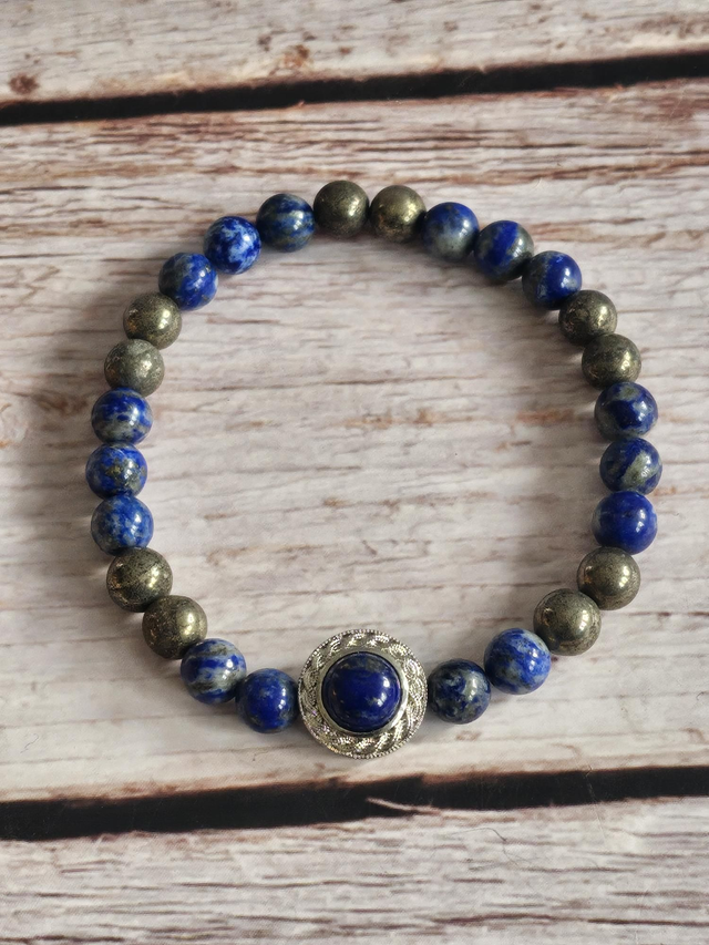 Bracelet en Lapis-lazuli &amp; Pyrite – 6 mm