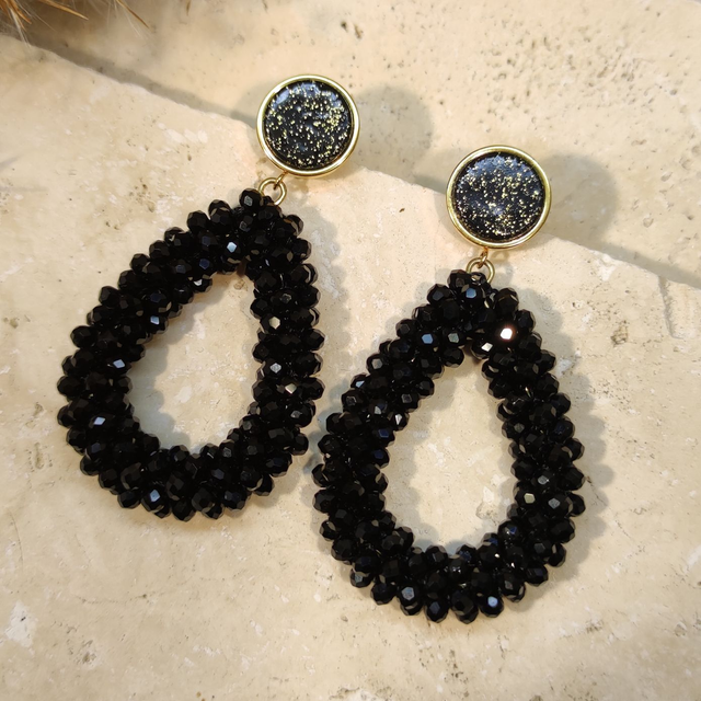 Facettperlen | Schwwarz | Gold