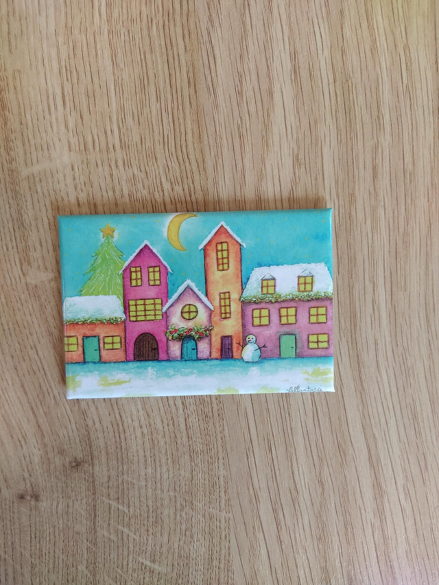 Magnet "Village Noël" 7,8 x 5,3cm