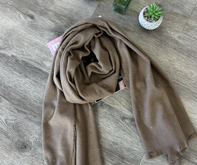 Écharpe épaisse beige brillant 