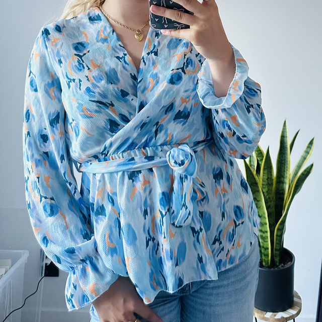 Blauw overslag shirt