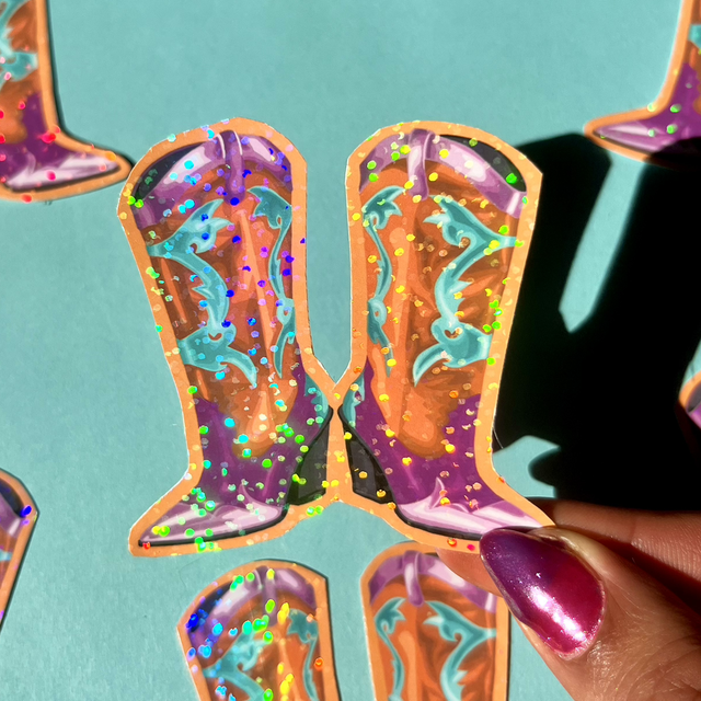Cowboy Boots Holographic Sticker