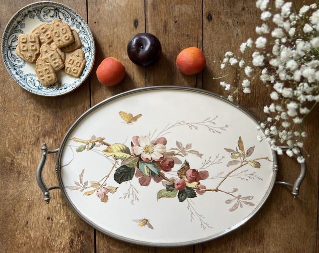 HAARLEM - Grand plateau de service polychrome - Terre de Fer