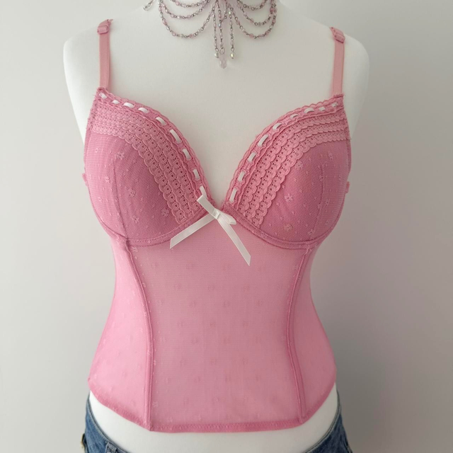 y2k pink mesh corset cami top 